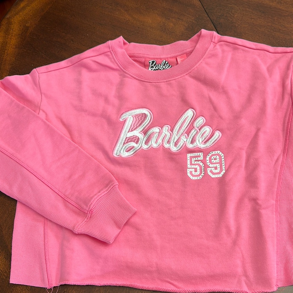 NWT Barbie Forever 21 Pink Cropped Sweatshirt